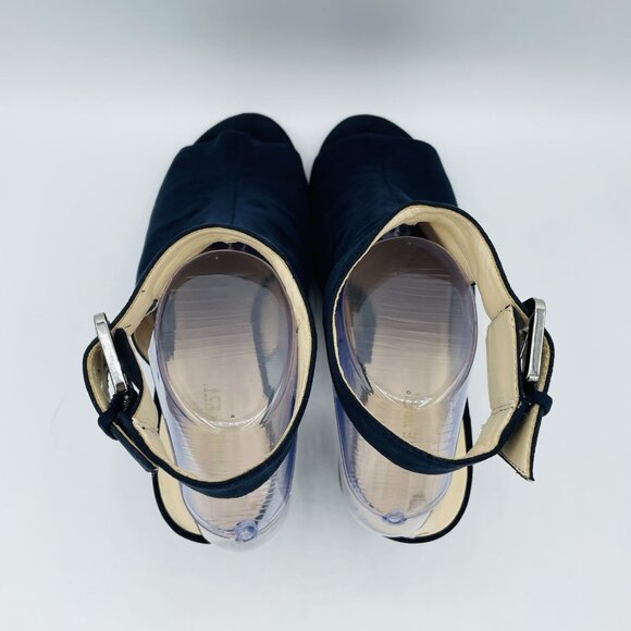 Nine West Shoes Womens Size 8.5 M Navy Blue Heels Open Toe Ankle Strap Sandals - Picture 8 of 12